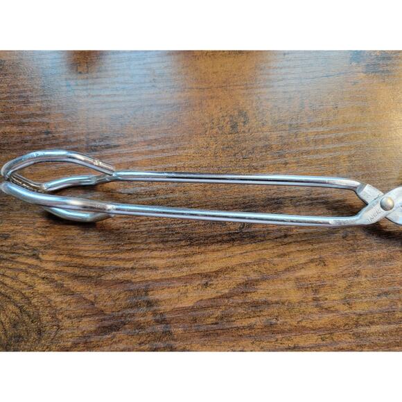 Vintage Light Blue Rubber Handle 10" Stainless Steel Tongs - Made in Taiwan - Picture 3 of 9